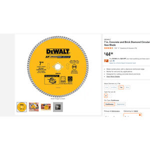 DEWALT DW4702 7" wet dry Concrete and Brick Block Diamond Circular Saw Blade NEW